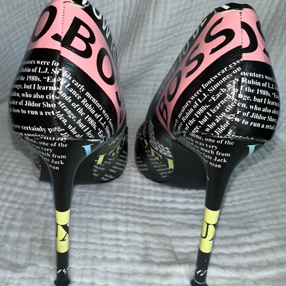 Steve‎ Madden Black and Multi-Color Graphic Heels